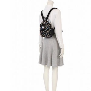 Coach Rose Floral Doggy Mini Leather Limited Black Backpack